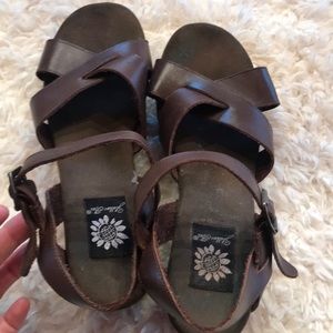 Brown Yellowbox wedge sandals
